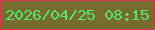 文字の大きさ：2、枠の色：d93655、背景の色：776b2e、文字の色：50e76d 無料ブログパーツのブログ時計