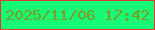 文字の大きさ：1、枠の色：d93d2b、背景の色：18f976、文字の色：77a025 無料ブログパーツのブログ時計