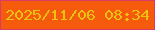 文字の大きさ：1、枠の色：d93d67、背景の色：f65a0c、文字の色：eac310 無料ブログパーツのブログ時計