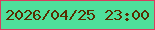 文字の大きさ：2、枠の色：d93e5f、背景の色：4fe09b、文字の色：582d00 無料ブログパーツのブログ時計
