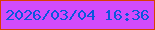 文字の大きさ：4、枠の色：d94003、背景の色：d24bfb、文字の色：0a57de 無料ブログパーツのブログ時計