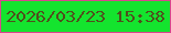 文字の大きさ：1、枠の色：d9458d、背景の色：14e42e、文字の色：504f1c 無料ブログパーツのブログ時計