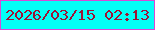 文字の大きさ：1、枠の色：d948d6、背景の色：03fff6、文字の色：9e1335 無料ブログパーツのブログ時計