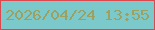 文字の大きさ：3、枠の色：d9494d、背景の色：7bc9ca、文字の色：9ca060 無料ブログパーツのブログ時計
