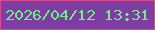 文字の大きさ：3、枠の色：d9498b、背景の色：7e3da2、文字の色：72ef82 無料ブログパーツのブログ時計