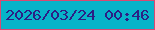文字の大きさ：5、枠の色：d94a72、背景の色：07b4c9、文字の色：2c1f85 無料ブログパーツのブログ時計