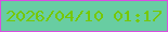 文字の大きさ：1、枠の色：d94ee1、背景の色：68cda2、文字の色：76c804 無料ブログパーツのブログ時計