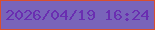 文字の大きさ：2、枠の色：d94f2e、背景の色：7964ba、文字の色：6a2eb1 無料ブログパーツのブログ時計