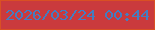 文字の大きさ：3、枠の色：d95023、背景の色：ca3a3d、文字の色：437dc1 無料ブログパーツのブログ時計