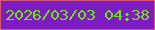 文字の大きさ：1、枠の色：d9576b、背景の色：7e1cc3、文字の色：6ee809 無料ブログパーツのブログ時計