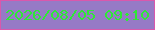 文字の大きさ：5、枠の色：d958ac、背景の色：967ac6、文字の色：2ee936 無料ブログパーツのブログ時計