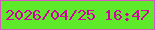 文字の大きさ：5、枠の色：d958c0、背景の色：5eea2a、文字の色：d301a5 無料ブログパーツのブログ時計