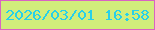 文字の大きさ：2、枠の色：d963c2、背景の色：d1ed7b、文字の色：27d0e9 無料ブログパーツのブログ時計