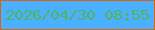 文字の大きさ：1、枠の色：d96409、背景の色：4bb0ff、文字の色：53b358 無料ブログパーツのブログ時計