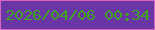 文字の大きさ：5、枠の色：d965c3、背景の色：6a36a5、文字の色：40a31d 無料ブログパーツのブログ時計