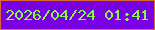 文字の大きさ：3、枠の色：d96834、背景の色：7900e3、文字の色：84fa47 無料ブログパーツのブログ時計