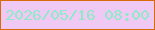 文字の大きさ：3、枠の色：d96b06、背景の色：efc9f4、文字の色：8ee9c7 無料ブログパーツのブログ時計