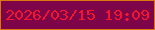 文字の大きさ：5、枠の色：d9770b、背景の色：7e0449、文字の色：f4152e 無料ブログパーツのブログ時計