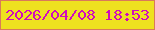 文字の大きさ：4、枠の色：d97a59、背景の色：eee11f、文字の色：d00bbc 無料ブログパーツのブログ時計