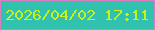 文字の大きさ：1、枠の色：d97ebe、背景の色：30c2ae、文字の色：c8f123 無料ブログパーツのブログ時計