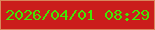 文字の大きさ：1、枠の色：d9865c、背景の色：cb1d1b、文字の色：44e503 無料ブログパーツのブログ時計