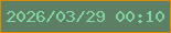 文字の大きさ：5、枠の色：d98a03、背景の色：5d7f65、文字の色：80d49e 無料ブログパーツのブログ時計