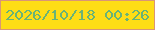 文字の大きさ：4、枠の色：d99576、背景の色：fedd15、文字の色：69b376 無料ブログパーツのブログ時計