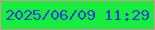 文字の大きさ：2、枠の色：d99598、背景の色：15ee3d、文字の色：2a41da 無料ブログパーツのブログ時計