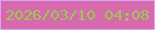 文字の大きさ：3、枠の色：d9a4fe、背景の色：d66aac、文字の色：9aca50 無料ブログパーツのブログ時計