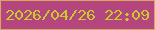 文字の大きさ：1、枠の色：d9a662、背景の色：b4457f、文字の色：cacb2b 無料ブログパーツのブログ時計