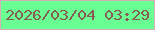 文字の大きさ：5、枠の色：d9abb7、背景の色：69ff92、文字の色：865d53 無料ブログパーツのブログ時計