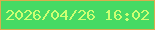 文字の大きさ：5、枠の色：d9ad4d、背景の色：46da64、文字の色：ccff73 無料ブログパーツのブログ時計