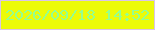 文字の大きさ：5、枠の色：d9c5e9、背景の色：ecfb08、文字の色：93ff91 無料ブログパーツのブログ時計