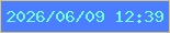 文字の大きさ：3、枠の色：d9c679、背景の色：4b7dfe、文字の色：6bffec 無料ブログパーツのブログ時計