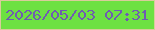 文字の大きさ：5、枠の色：d9cc9b、背景の色：6de142、文字の色：6f5cb1 無料ブログパーツのブログ時計