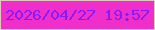 文字の大きさ：4、枠の色：d9cdb9、背景の色：f02fca、文字の色：8a1af5 無料ブログパーツのブログ時計
