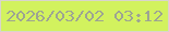文字の大きさ：2、枠の色：d9d4cc、背景の色：d2f25e、文字の色：9da493 無料ブログパーツのブログ時計