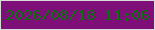 文字の大きさ：1、枠の色：d9dbdb、背景の色：7f0f78、文字の色：0b6f11 無料ブログパーツのブログ時計