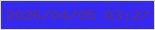 文字の大きさ：2、枠の色：d9e1b5、背景の色：3528f1、文字の色：58327b 無料ブログパーツのブログ時計
