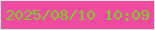 文字の大きさ：1、枠の色：d9e8d8、背景の色：f04ba0、文字の色：78cf27 無料ブログパーツのブログ時計
