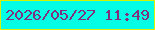 文字の大きさ：5、枠の色：d9ef06、背景の色：04fde5、文字の色：81317c 無料ブログパーツのブログ時計