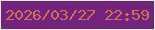 文字の大きさ：5、枠の色：d9f2d2、背景の色：73237b、文字の色：ce705b 無料ブログパーツのブログ時計