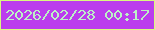 文字の大きさ：3、枠の色：d9fa80、背景の色：bb3dee、文字の色：bcf1c6 無料ブログパーツのブログ時計