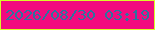 文字の大きさ：1、枠の色：d9fb28、背景の色：f20b7f、文字の色：2d749f 無料ブログパーツのブログ時計