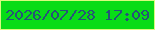 文字の大きさ：5、枠の色：d9fb7f、背景の色：08dc17、文字の色：275378 無料ブログパーツのブログ時計