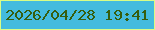 文字の大きさ：2、枠の色：d9fc86、背景の色：44bbde、文字の色：365e0e 無料ブログパーツのブログ時計