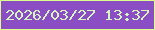 文字の大きさ：1、枠の色：d9fe8b、背景の色：8b4dc4、文字の色：d5f4c0 無料ブログパーツのブログ時計