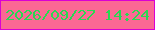 文字の大きさ：4、枠の色：da00d4、背景の色：fb6894、文字の色：29d852 無料ブログパーツのブログ時計