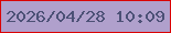 文字の大きさ：4、枠の色：da0205、背景の色：b0a0cc、文字の色：4c5176 無料ブログパーツのブログ時計