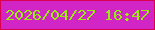 文字の大きさ：5、枠の色：da0250、背景の色：d126c5、文字の色：96ec11 無料ブログパーツのブログ時計